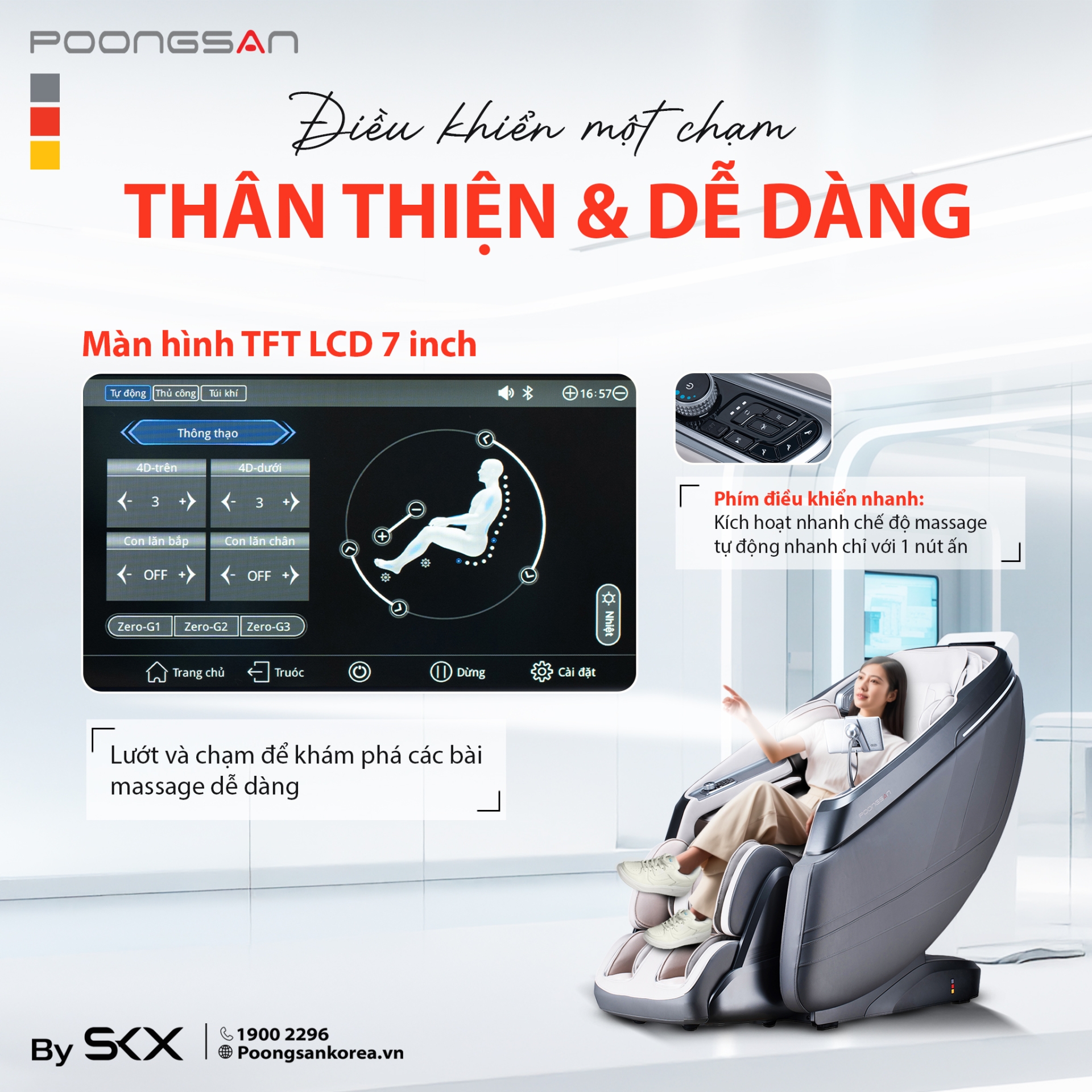 Hai bộ cơ massage và ray SL-Track trên MCP-865