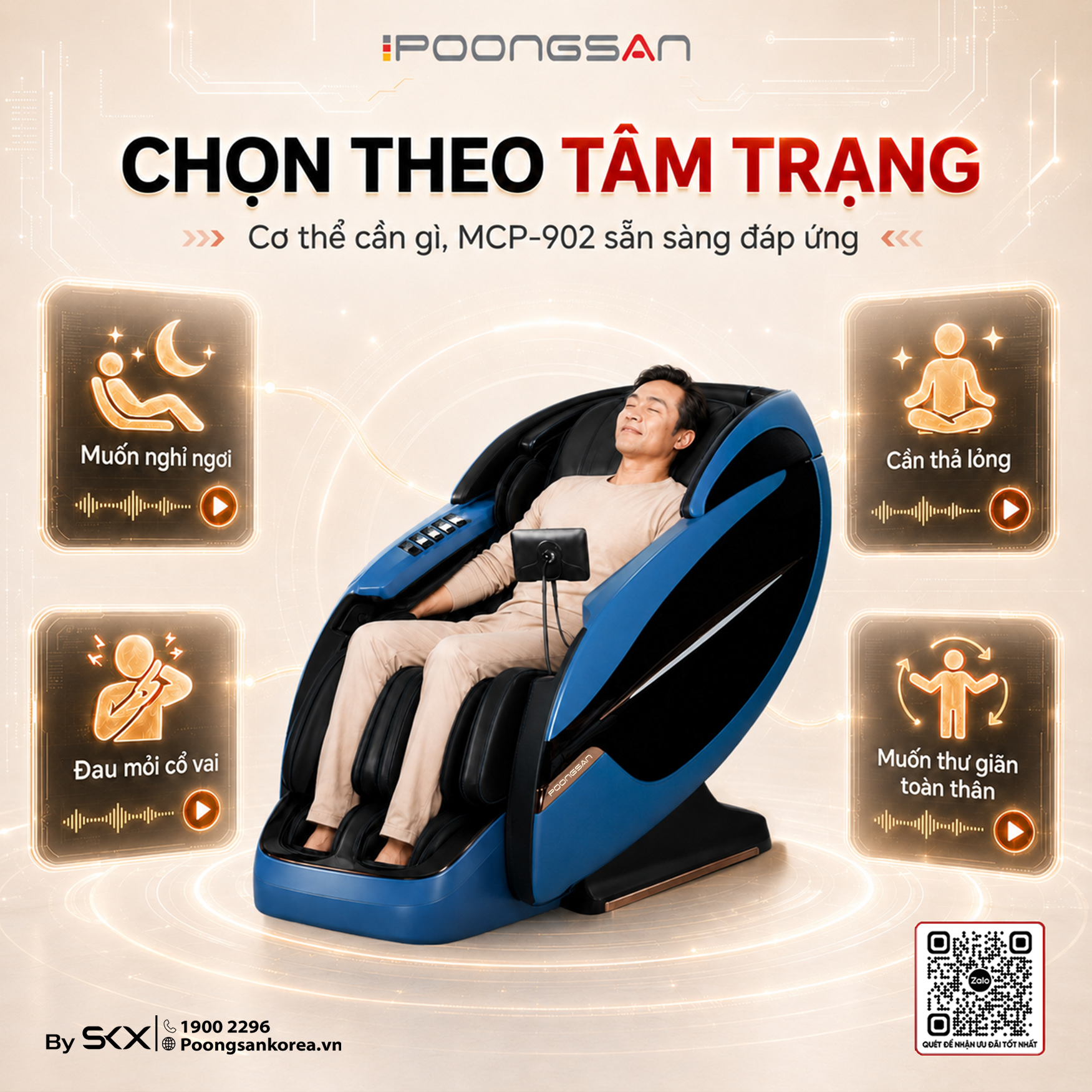 Chọn bài massage MCP-902 theo trạng thái cơ thể