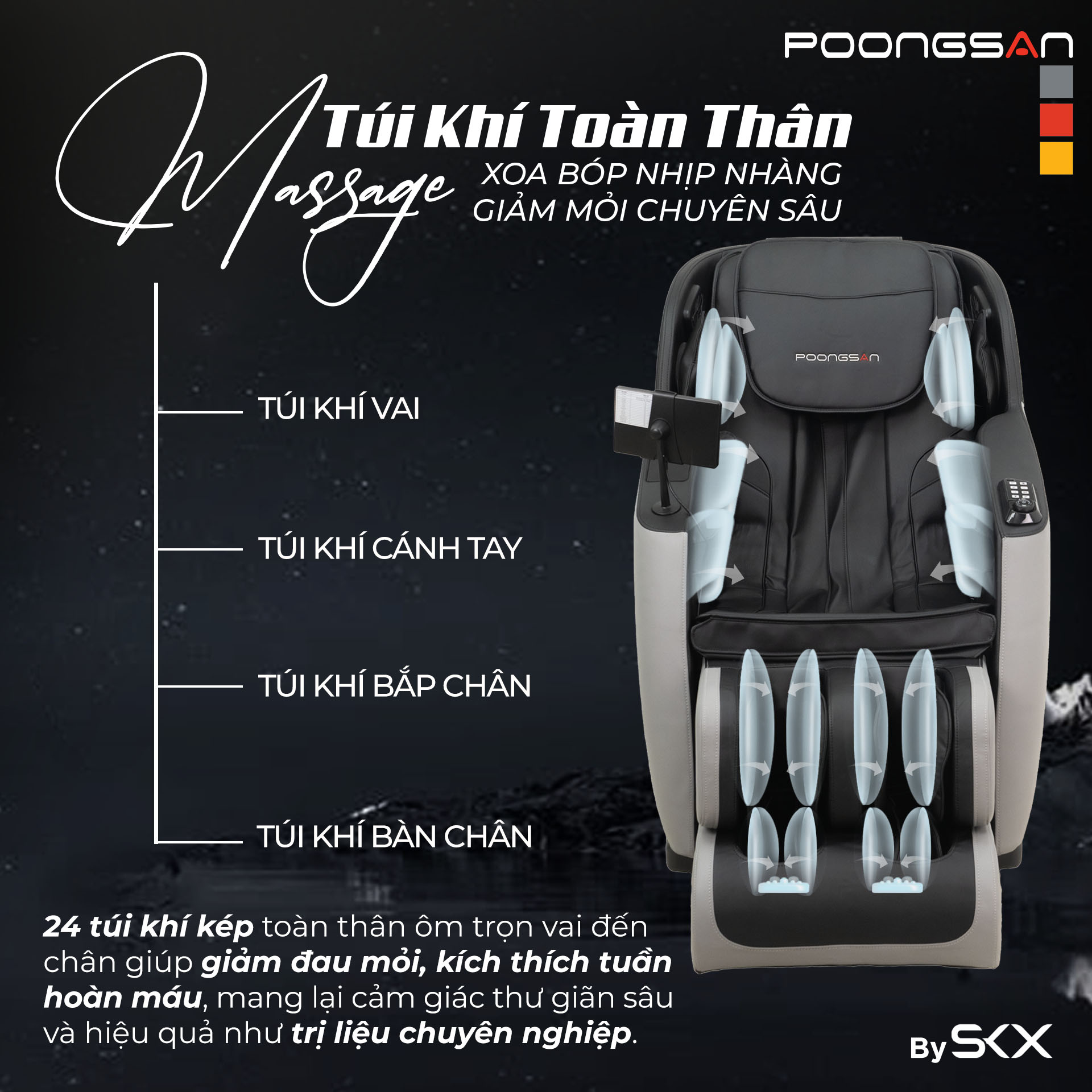 Hệ thống 24 túi khí toàn thân - Ôm trọn cơ thể, thư giãn từng khoảnh khắc - MCP-136