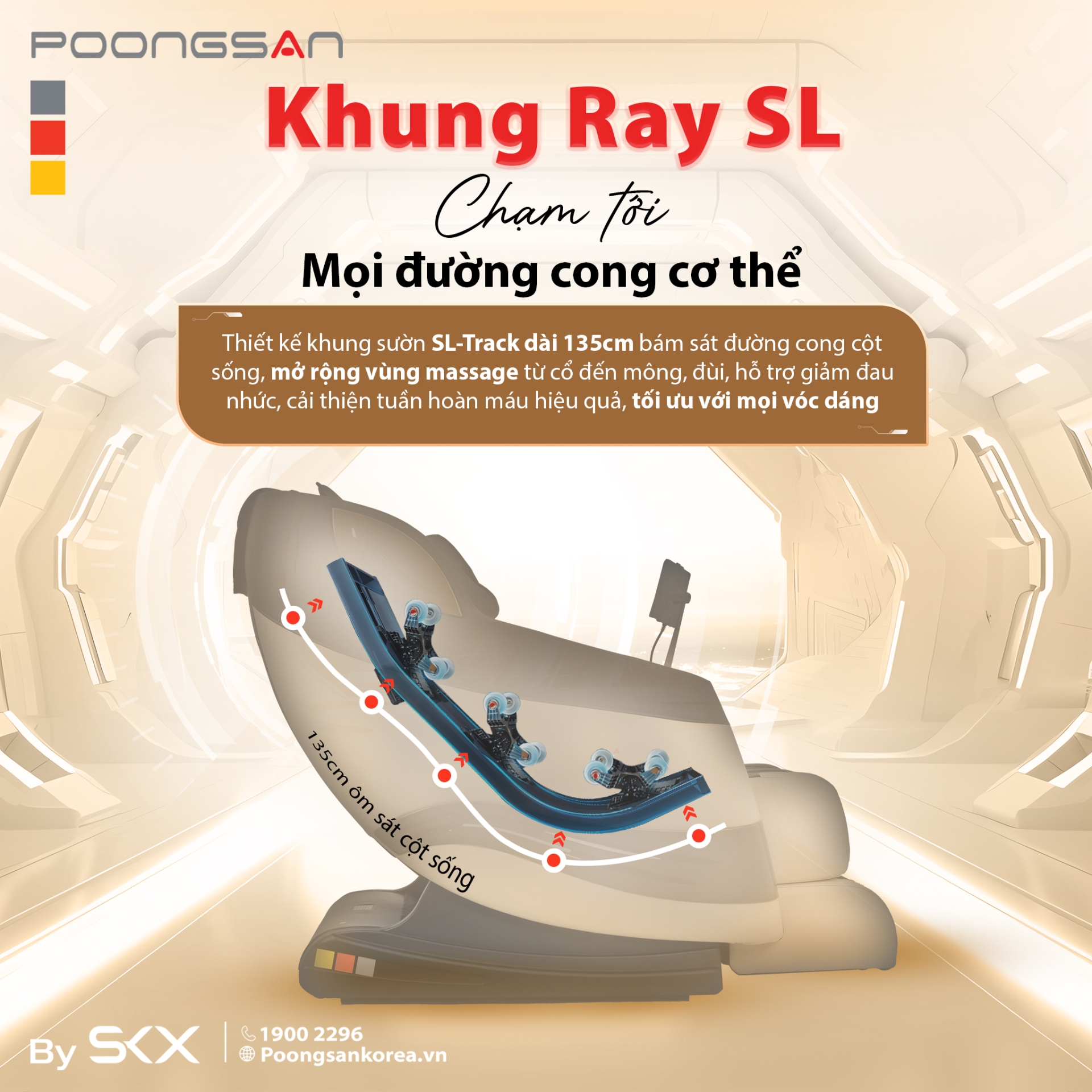 Khung ray SL 135cm ôm sát cột sống, chăm sóc toàn diện - MCP-138