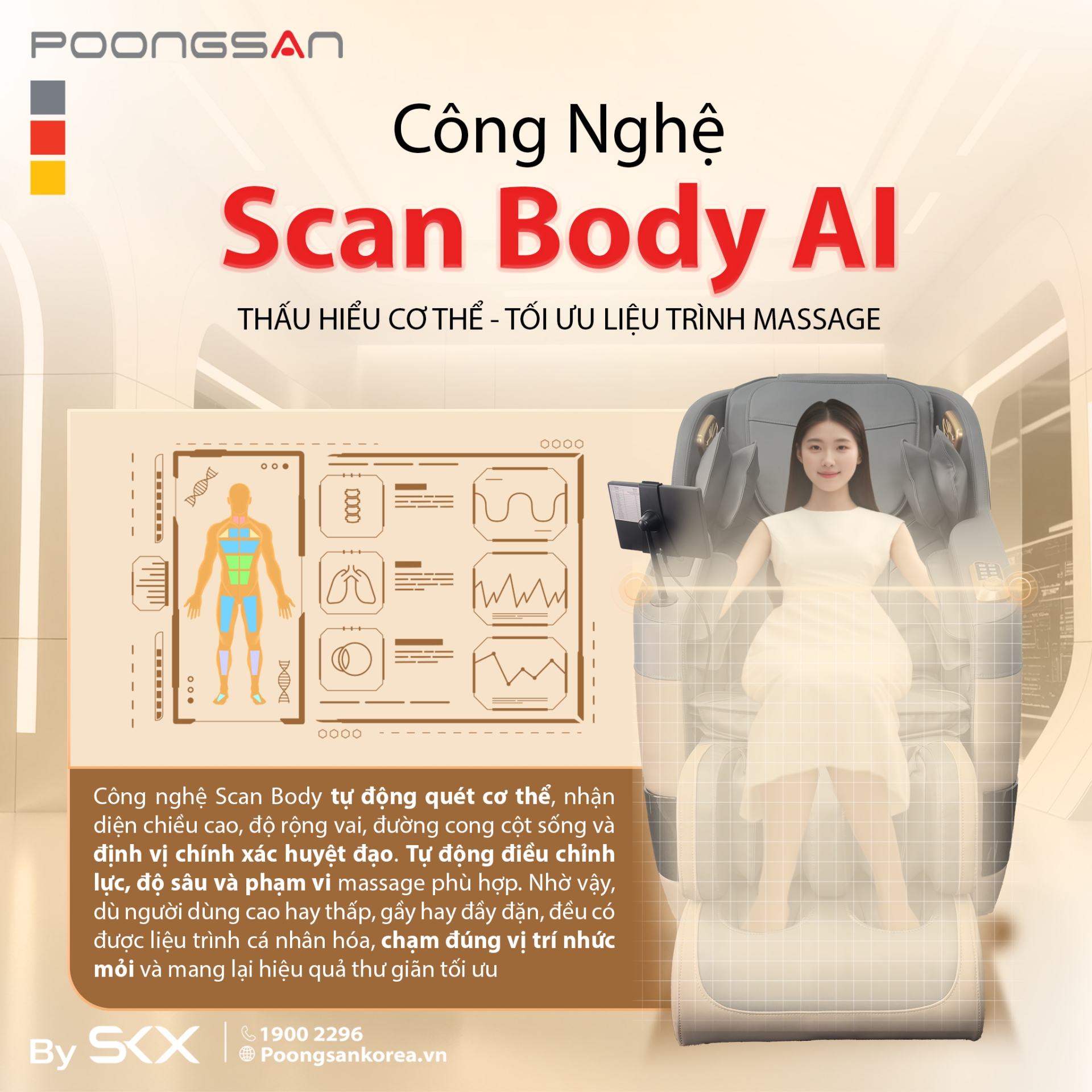 Công nghệ AI Scan Body thấu hiểu cơ thể, tối ưu liệu trình massage - MCP-138