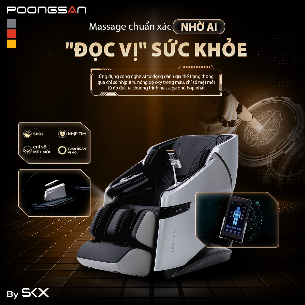 Hai bộ cơ massage độc lập trên MCB-909