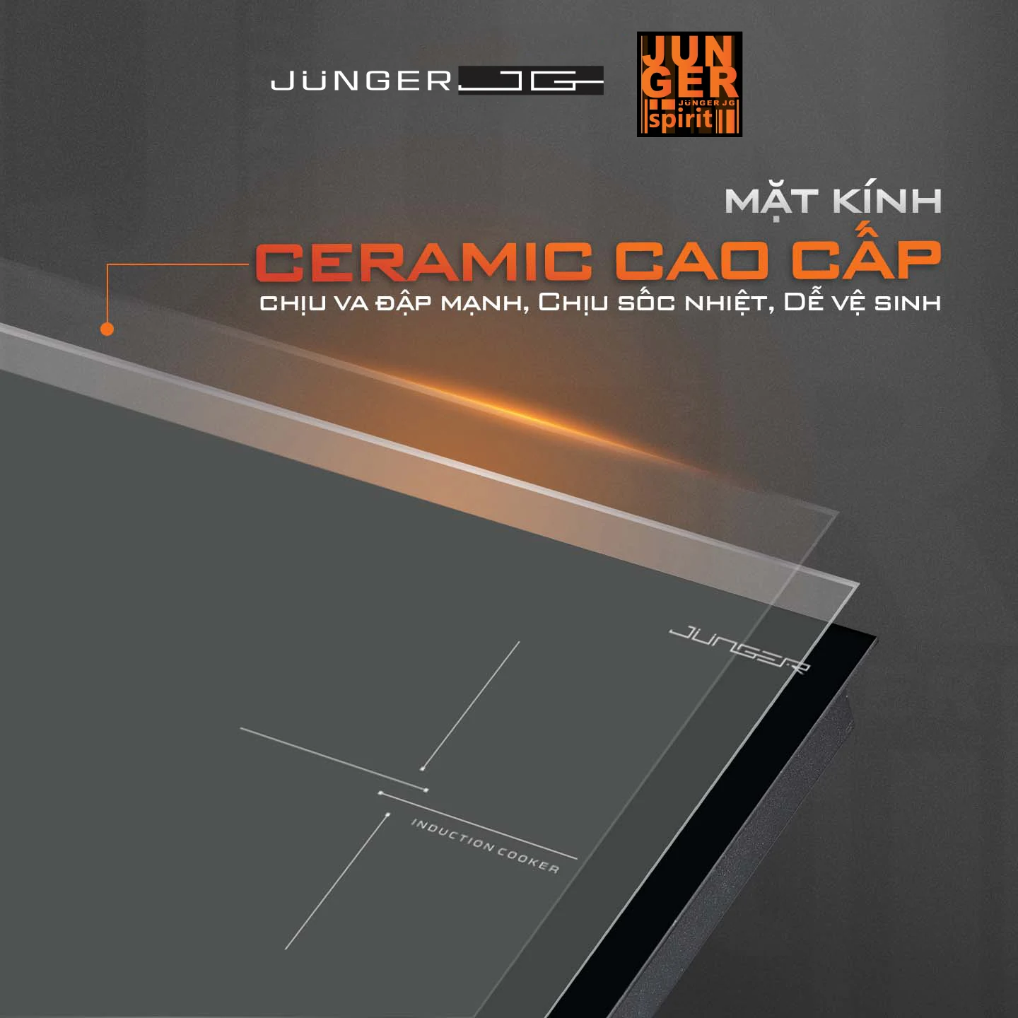 Bếp từ đôi Junger JG CEJ-201-II - hai vùng nấu đường kính 20cm