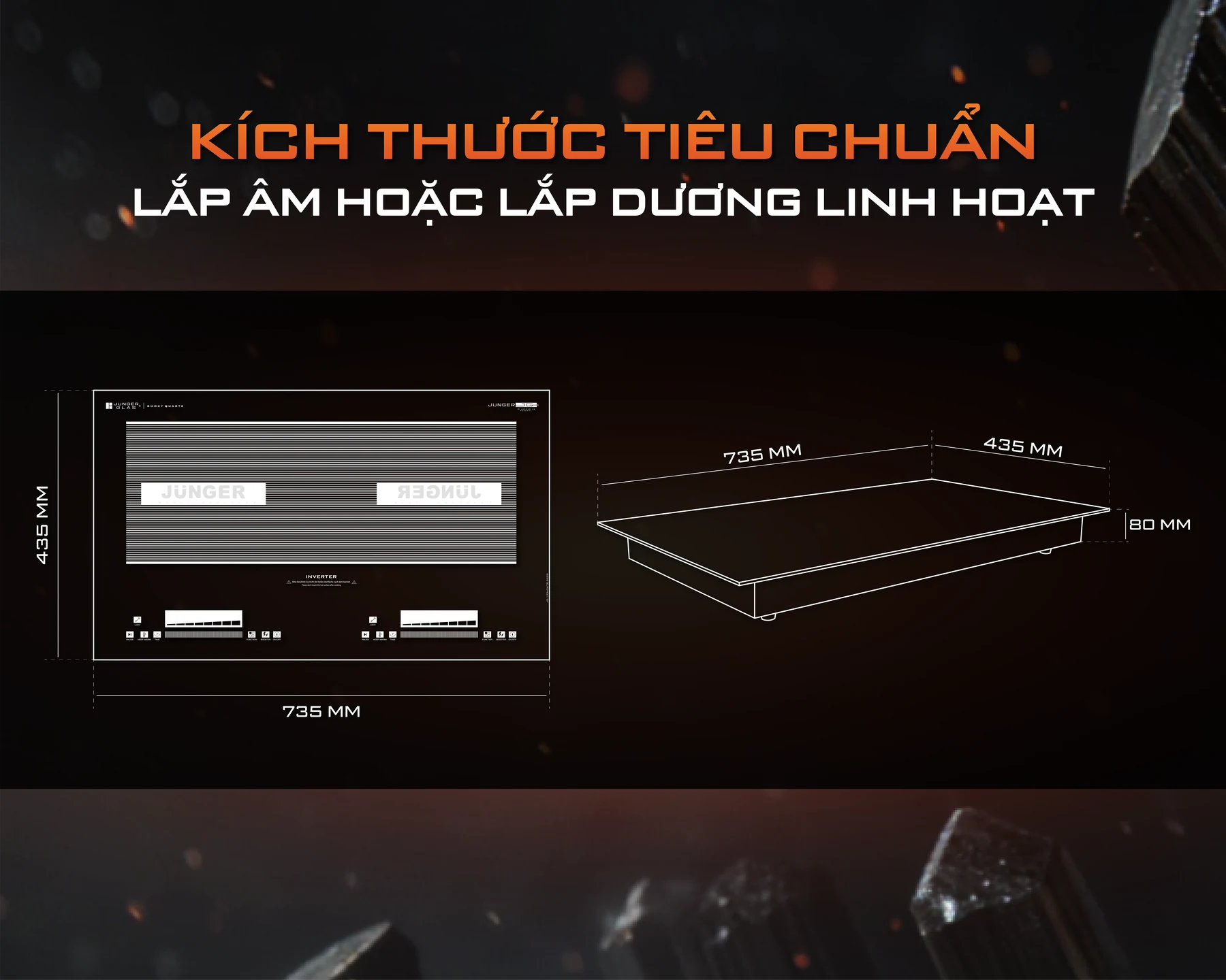 Bếp từ đôi Junger CEJ-221-INVERTER - slider direct control và smart key
