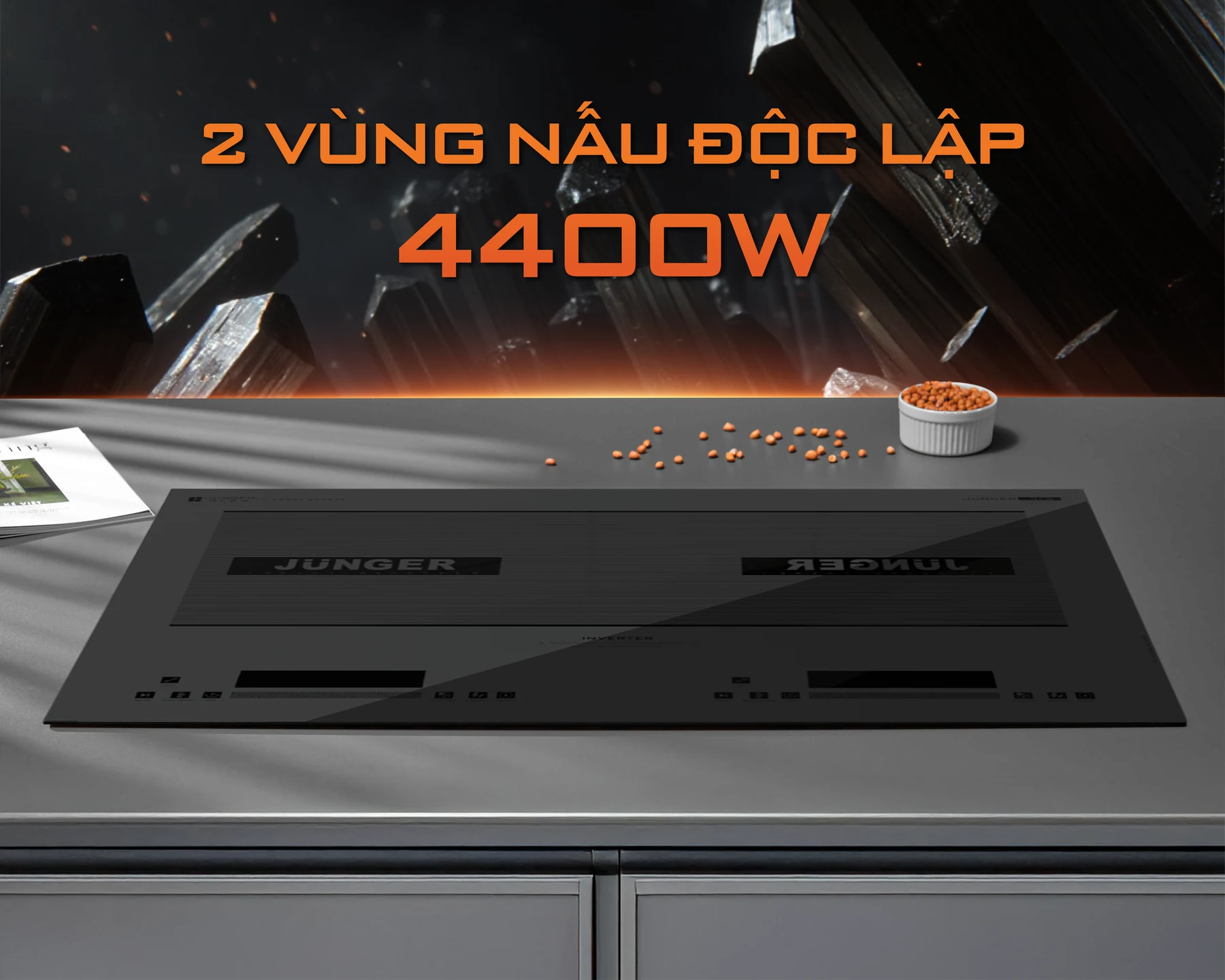 Bếp từ đôi Junger CEJ-221-INVERTER - nấu liu riu ổn định với inverter