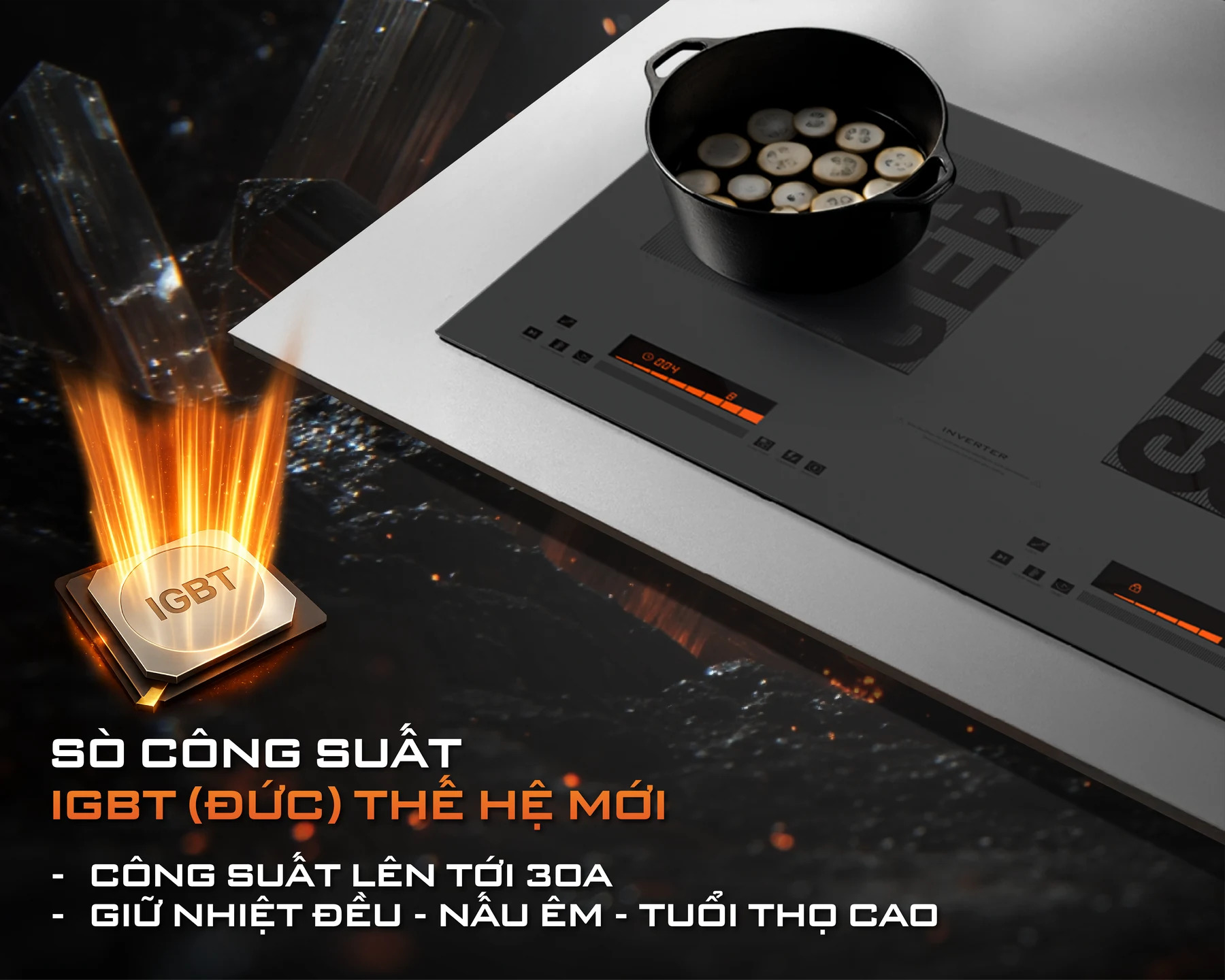 Bếp từ đôi Junger JG CEJ-226-INVERTER - điều khiển trượt trực tiếp