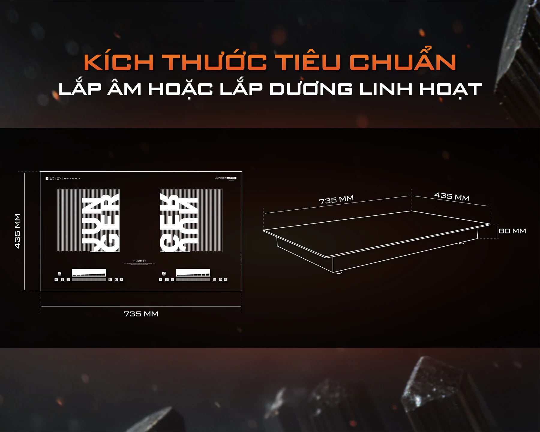 Bếp từ đôi Junger JG CEJ-226-INVERTER - linh kiện công suất và tản nhiệt