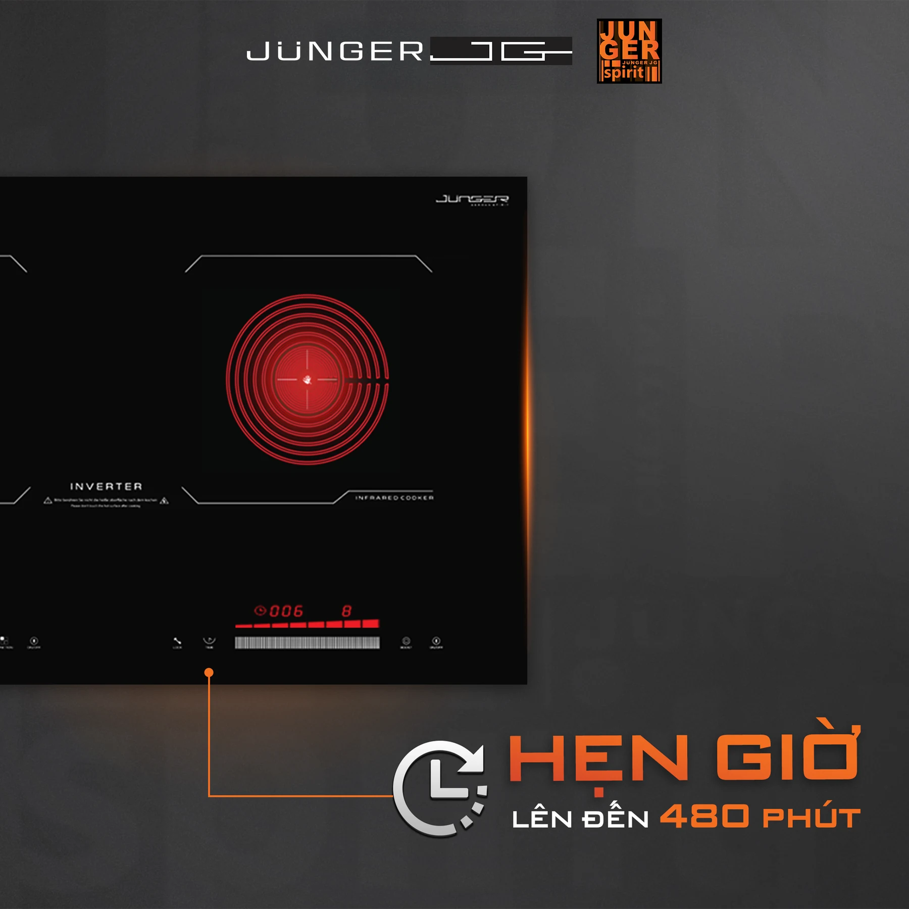 Bếp từ hồng ngoại Junger JG MK-24 - bố trí vùng nấu hợp lý