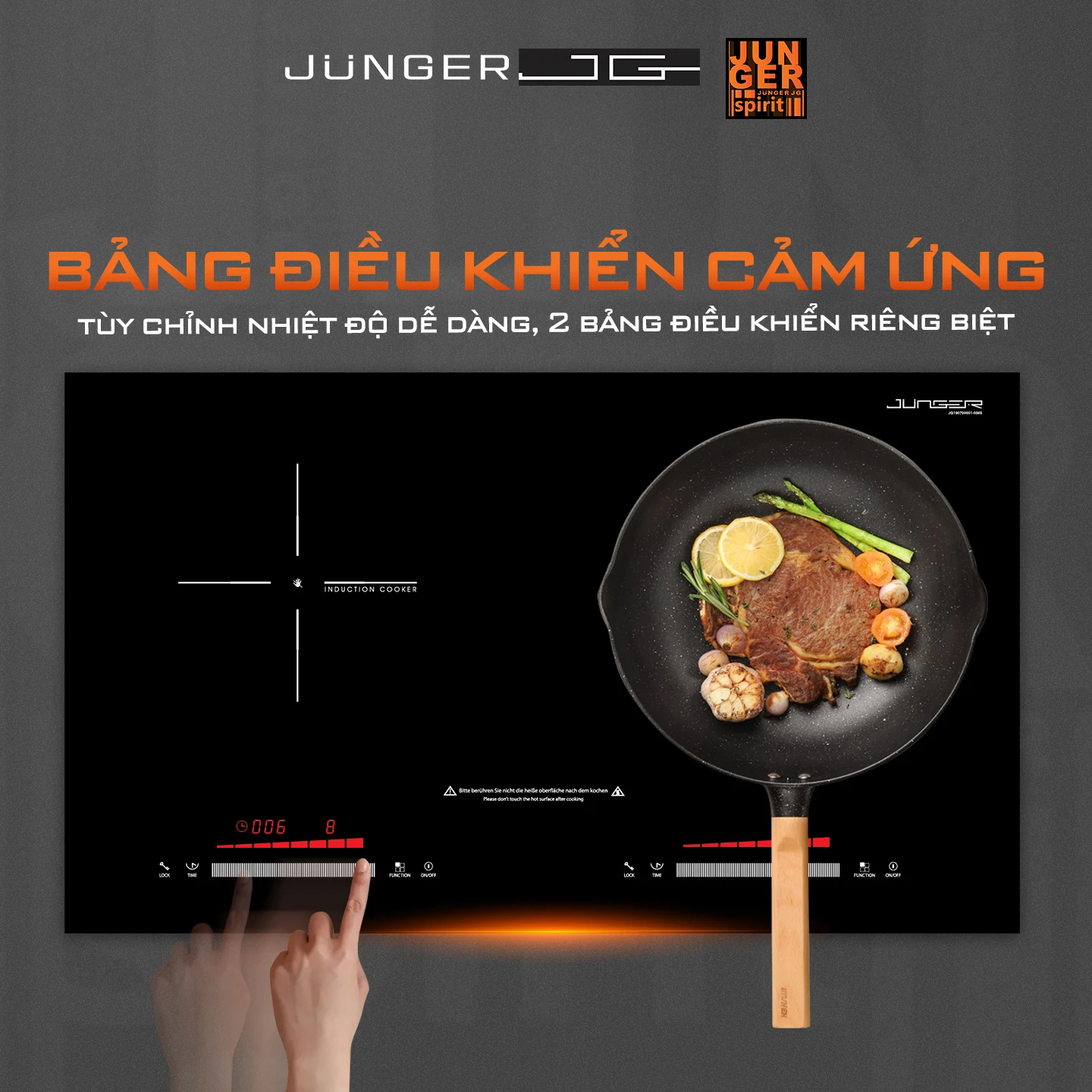 Bếp từ đôi Junger JG NKD-22+ - thiết kế hiện đại, dễ phối nội thất