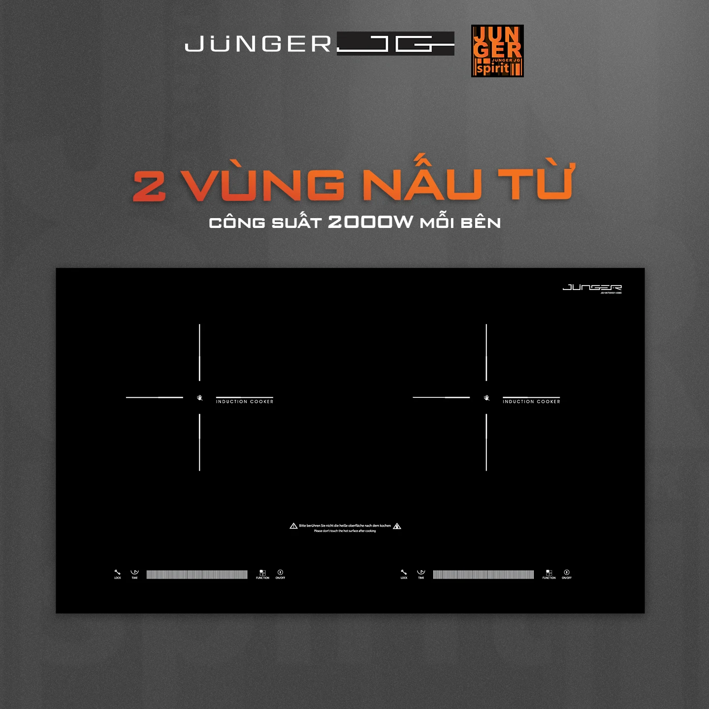 Bếp từ đôi Junger JG NKD-22+ - linh hoạt lắp âm hoặc đặt dương
